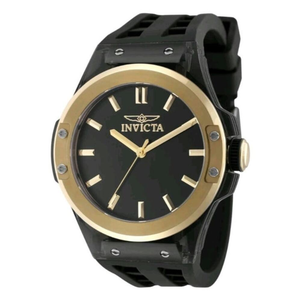 Invicta Sea Base Siphon 50015 Mens Quartz Watch 45mm Black Gold Transparent New